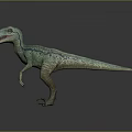 3D Rendered Green Dinosaur Model With Blue Patterns Open Mouth Standing Pose Gray Background