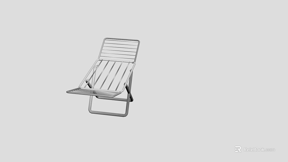 Modern Metal Folding Chair With Striped Seat And Minimalist Design 3d model 