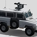 UN Armored Utility Vehicle with Roof Mounted Machine Gun and Off Road Tires