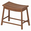 Solid Wood Wooden Stool With Curved Seat And Stable Structure Design 3d model