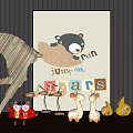 Cute Kids Style Horse Shaped Figurine Cartoon Bear Frame Colorful Alphabet Blocks Decorative Ornament Set with Flamingo Figurines