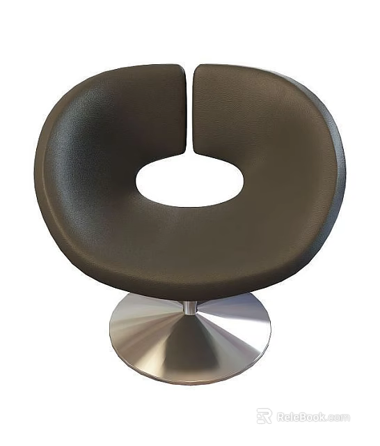 Modern Black Chair With Round Seat Hole And Silver Metal Base 3d model 