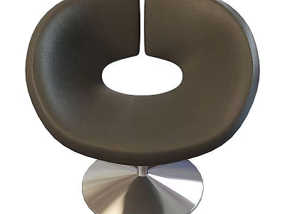 Modern Black Chair With Round Seat Hole And Silver Metal Base 3d model