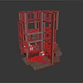 Multi Story Building Structure Model With Frame Modules And Staircase Elements