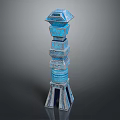 Blue Geometric Multi Layered Tower With Hollow Out Design And Decorative Details