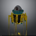 Space Exploration Lander With Yellow Mechanical Legs And Transparent Dome
