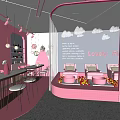 Pink Beauty Hair Salon Interior With Nail Art Eyelash Services And Styling Space