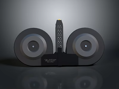 Computer Cooling Device With Dual Circular Fans And Vertical Port Interface Design 3d model