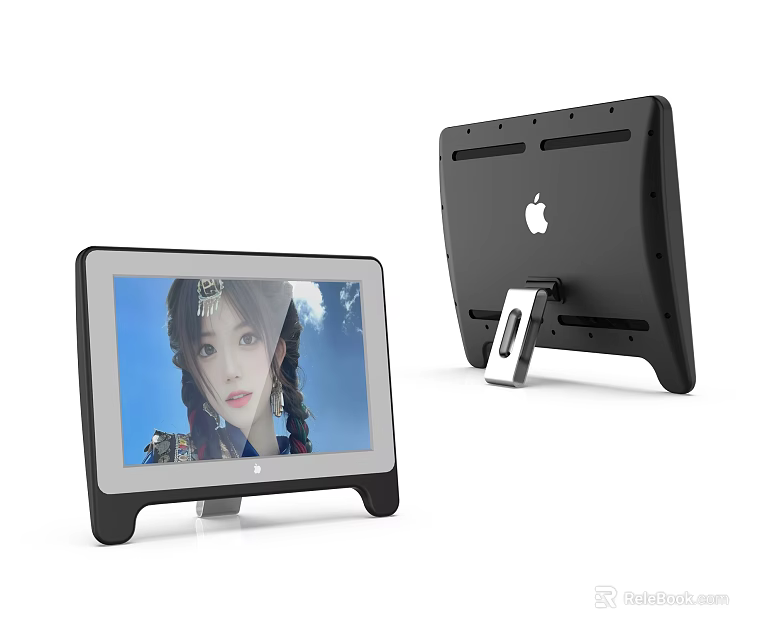 Modern Black Digital Photo Frame With Sleek Stand And High Definition Screen Displaying 3d model 