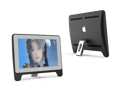 Modern Black Digital Photo Frame With Sleek Stand And High Definition Screen Displaying 3d model