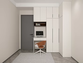 Simple Second Bedroom Wardrobe Wall Wardrobe Desk Bookcase Integrated Corner Locker 3d model