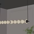 Long Modern Wave Shaped Cream White Pendant Chandelier In Minimalist Living Room Corner