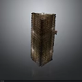 Tall Stacked Architectural Model With Layered Wooden Structure And Textured Surface