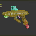 Futuristic Sci Fi Weapon With White Body Blue Accents And Advanced Mechanical Design