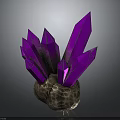 Vibrant Purple Crystal Cluster With Rough Brown Base On Dark Background