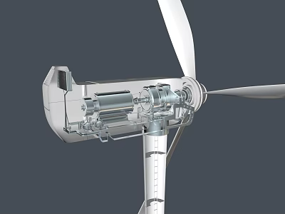 Detailed View Of Wind Turbine Industrial Equipment Internal Mechanical Components And Tower Structure 3d model