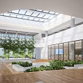 Modern Spacious Front Desk Reception Area With White Walls Pendant Lights And Sofa Seating
