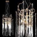 Modern Crystal Chandeliers With Metallic Frame And Hanging Crystal Strands For Bright Illumination