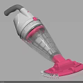 White and Pink Vacuum Cleaner with Transparent Dust Container and Brush Base for Home Use