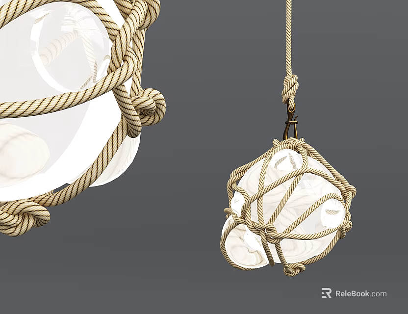 Modern Rope Woven Chandelier with Transparent Sphere for Interior Decor 3d model 