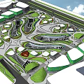 Modern Architectural Complex With Green Roofs Curved Roads And Open Public Spaces