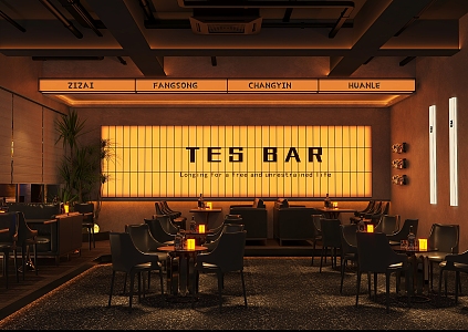 Bar Bistro Bar String Bar Light Box Casual Table and Chair Internet Celebrated Light Box 3d model