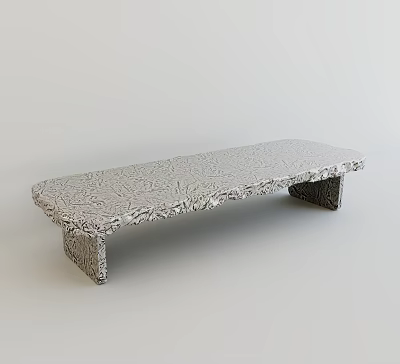 Long Gray Dining Table With Textured Surface And Matching Textured Legs 3d model