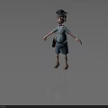 3D Cartoon Male Character Wearing Blue Uniform Hat And Backpack With Arms Outstretched