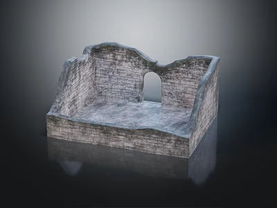 Ancient Ruined Stone Structure With Weathered Masonry And Arch Opening 3d model