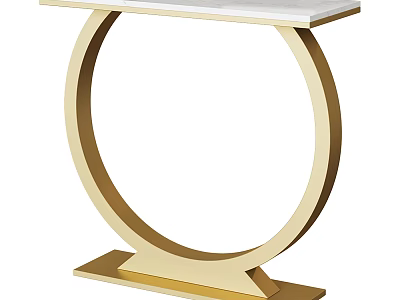 Modern Console Table With White Marble Top And Gold Circular Base 3d model