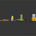 Assorted Food Items Including Pizzas Milk Carton Cheese Fish Condiments And Chips