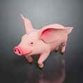 Shiny Pink Standing Piggy Bank With Decorative Design And Reflective Surface