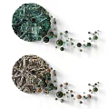 Round Green Wall Decor with Glass Pieces and Metallic Accents Modern Artistic Design