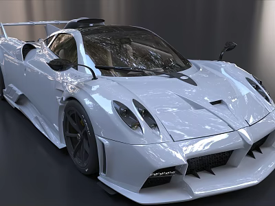 White Sporty Supercar With Sleek Aerodynamic Design And Rear Spoiler 3d model