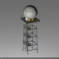 Industrial Monitoring Tower with Spherical Radome Metal Framework Staircase and Platform Structure
