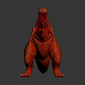 Red Dinosaur Character And Creature Standing With Sharp Spikes Open Mouth On Gray Background 3d model
