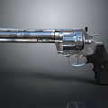 Classic Silver Revolver With Metallic Surface And Black Grip Design