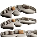 Light Gray Sectional Sofa With Decorative Pillows Ottoman And Throw Blanket