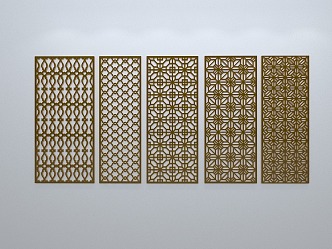 Chinese-style window grilles silhouette pane window sill border openwork window 3d model