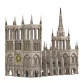 Ancient Gothic Architecture With Spires Arched Windows Clock Tower And Carvings 3d model