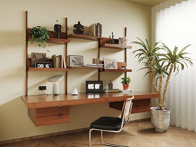 Middle style desk and chair combination model