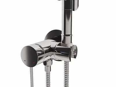 Sleek Modern Chrome Shower Faucet With Temperature Control And Handheld Hose 3d model