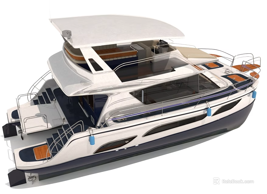 Modern Luxury Yacht With Multiple Decks Railings And Sleek Design 3d model 
