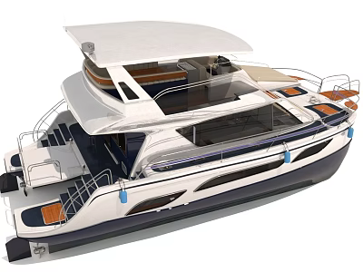 Modern Luxury Yacht With Multiple Decks Railings And Sleek Design 3d model