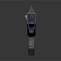 Sci Fi Weapon Featuring Blue Silver Finish Golden Eagle Emblem Brown Grip And Engraved Details