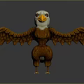 Cartoon Eagle 3D Model With White Head Brown Body And Spread Wings 3d model