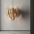 Creative Wooden Chandelier with Leaf Shaped Design for Modern Interior Spaces 3d model