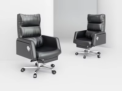 Black Leather Office Chair With High Back Swivel Wheels And Modern Ergonomic Design 3d model