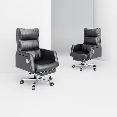 Black Leather Office Chair With High Back Swivel Wheels And Modern Ergonomic Design 3d model