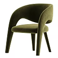 Elegant Green Velvet Chair With Modern Curved Armrests And Slim Legs Design